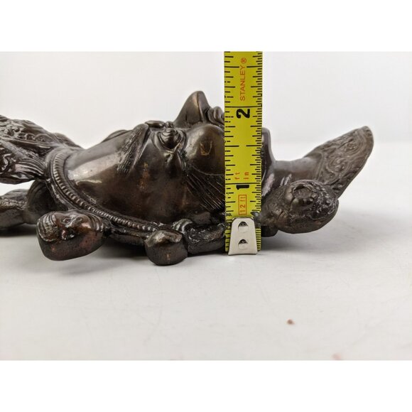 TIBETAN MAHAKALA Vintage BRASS METAL MASK Wall Door Hanging 8" Figure - Picture 9 of 9